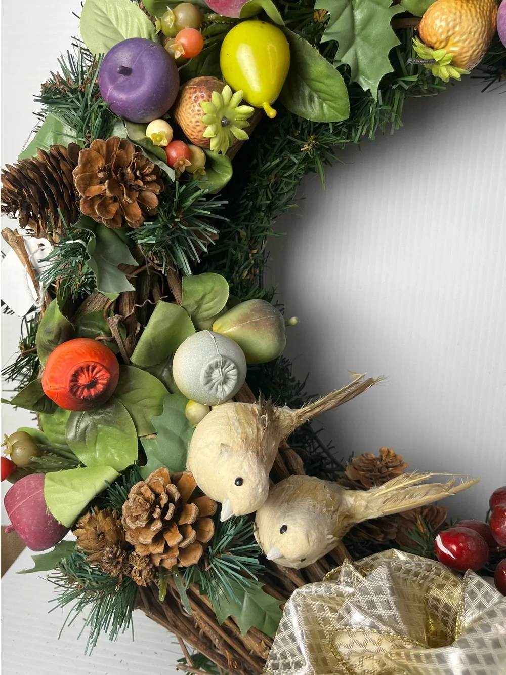 21” handcrafted sugared fruit Christmas Wreath